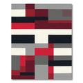 Bold Red Black Geometric Block Rug