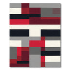 Bold Red Black Geometric Block Rug