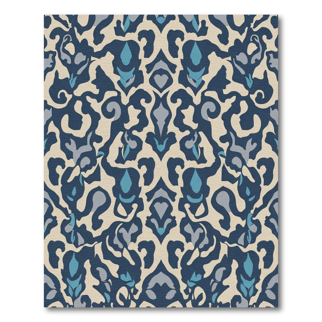 Navy Blue Cream Organic Floral Rug