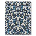 Navy Blue Cream Organic Floral Rug