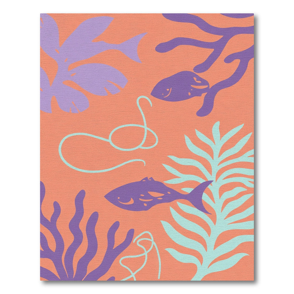 Coral Purple Fish Seaweed Pattern Rug