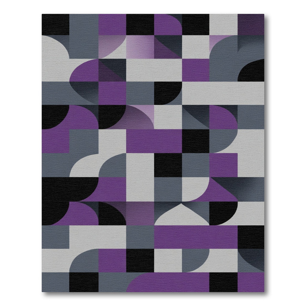 Geometric Purple Gray Abstract Shapes Rug
