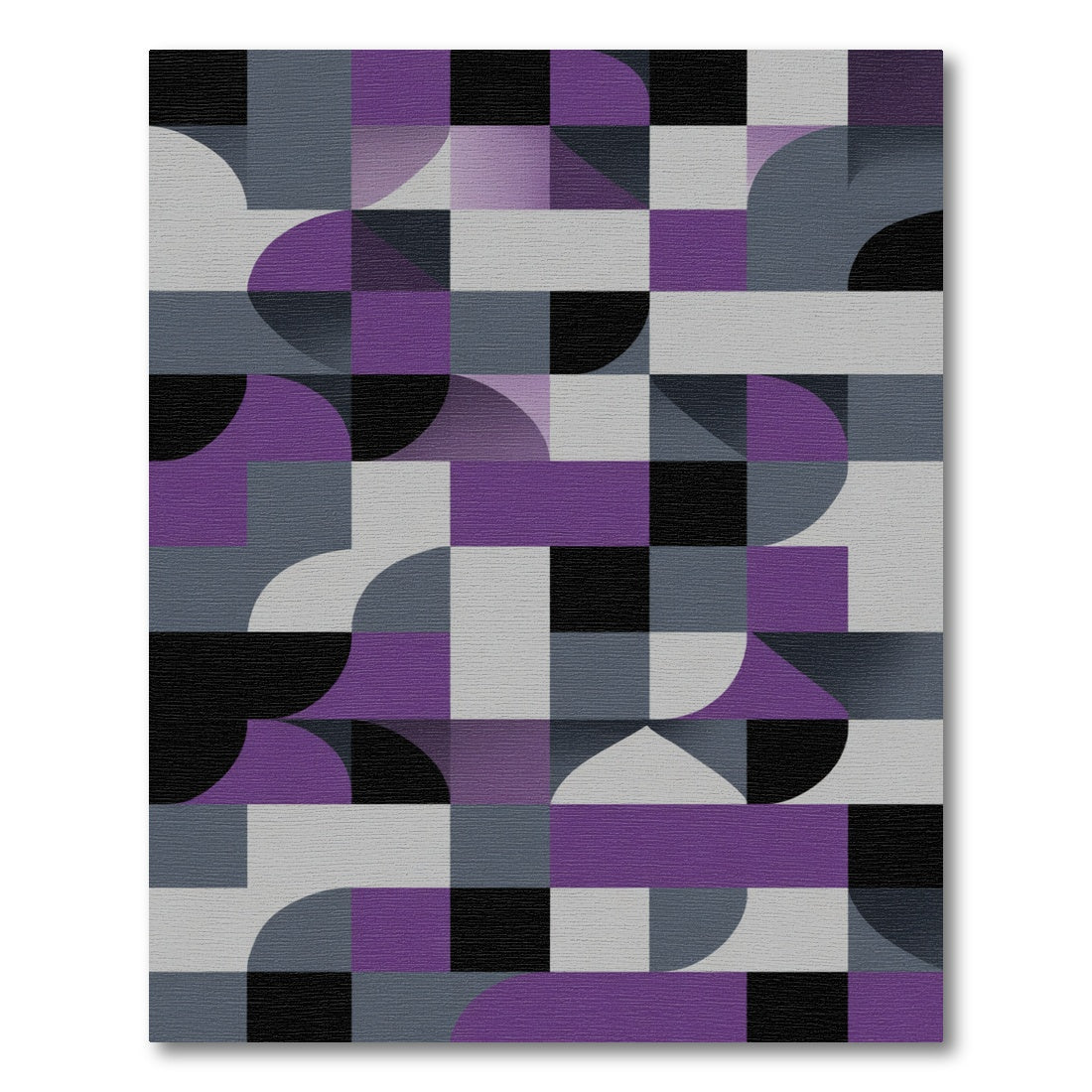 Geometric Purple Gray Abstract Shapes Rug