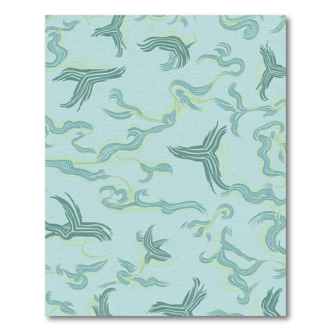 Aqua Swirling Brushstroke Abstract Rug
