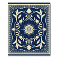 Cream and Navy Flourish Medallion Rug