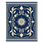 Cream and Navy Flourish Medallion Rug