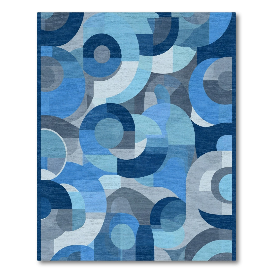 Modern Blue Circles Abstract Rug