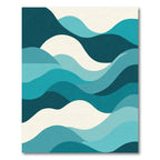 Teal Ocean Wave Abstract Rug