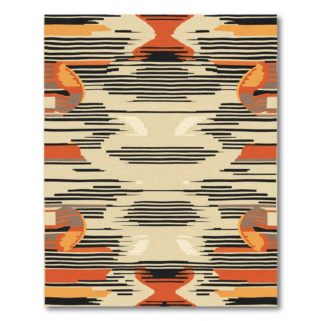 Modern Orange Black Abstract Horizon Rug