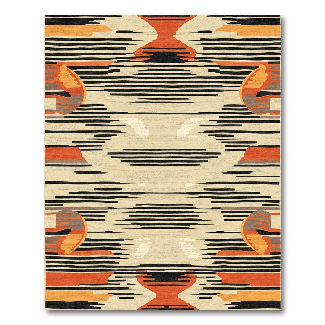 Modern Orange Black Abstract Horizon Rug