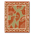 Terracotta Olive Abstract Organic Border Rug
