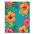 Vibrant Orange Pink Hibiscus Foliage Rug