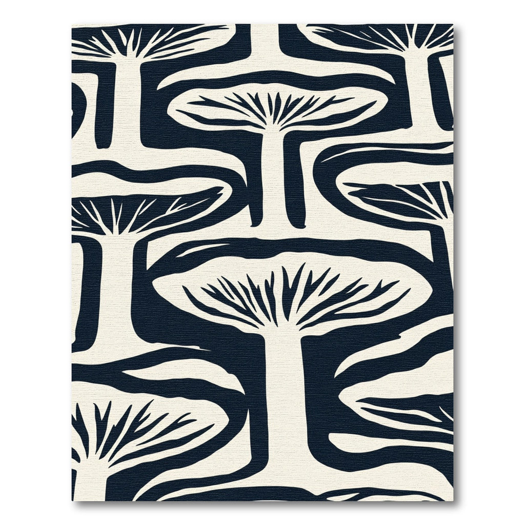 Dark Navy Mushroom Grove Abstract Rug