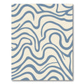 Cream Blue Abstract Wavy Lines Rug