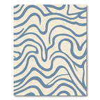 Cream Blue Abstract Wavy Lines Rug