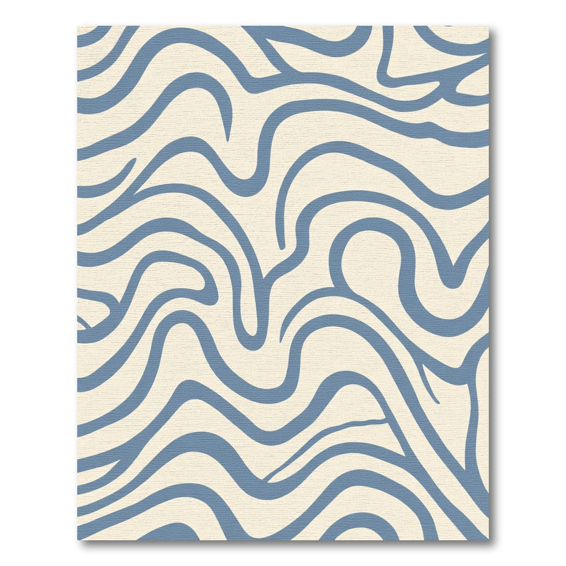 Cream Blue Abstract Wavy Lines Rug