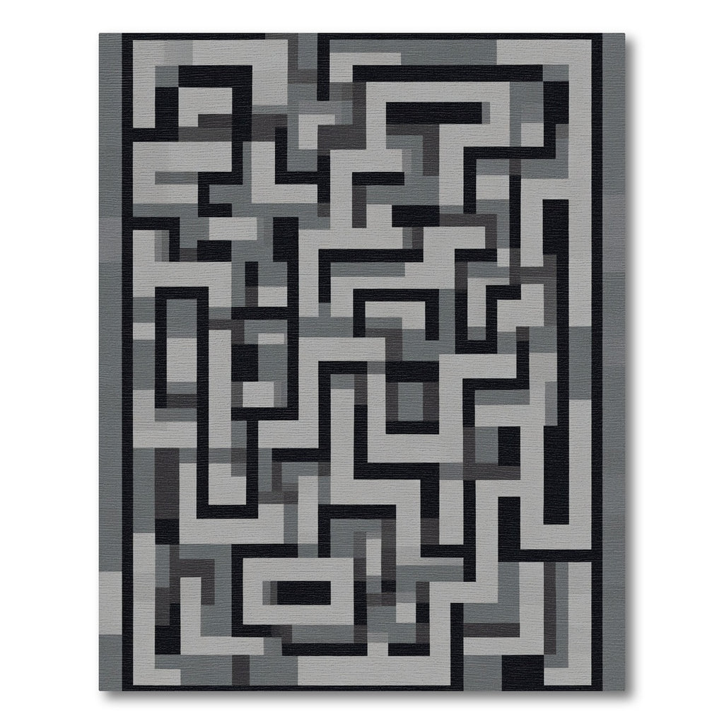 Monochrome Maze Abstract Geometric Rug