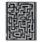 Monochrome Maze Abstract Geometric Rug