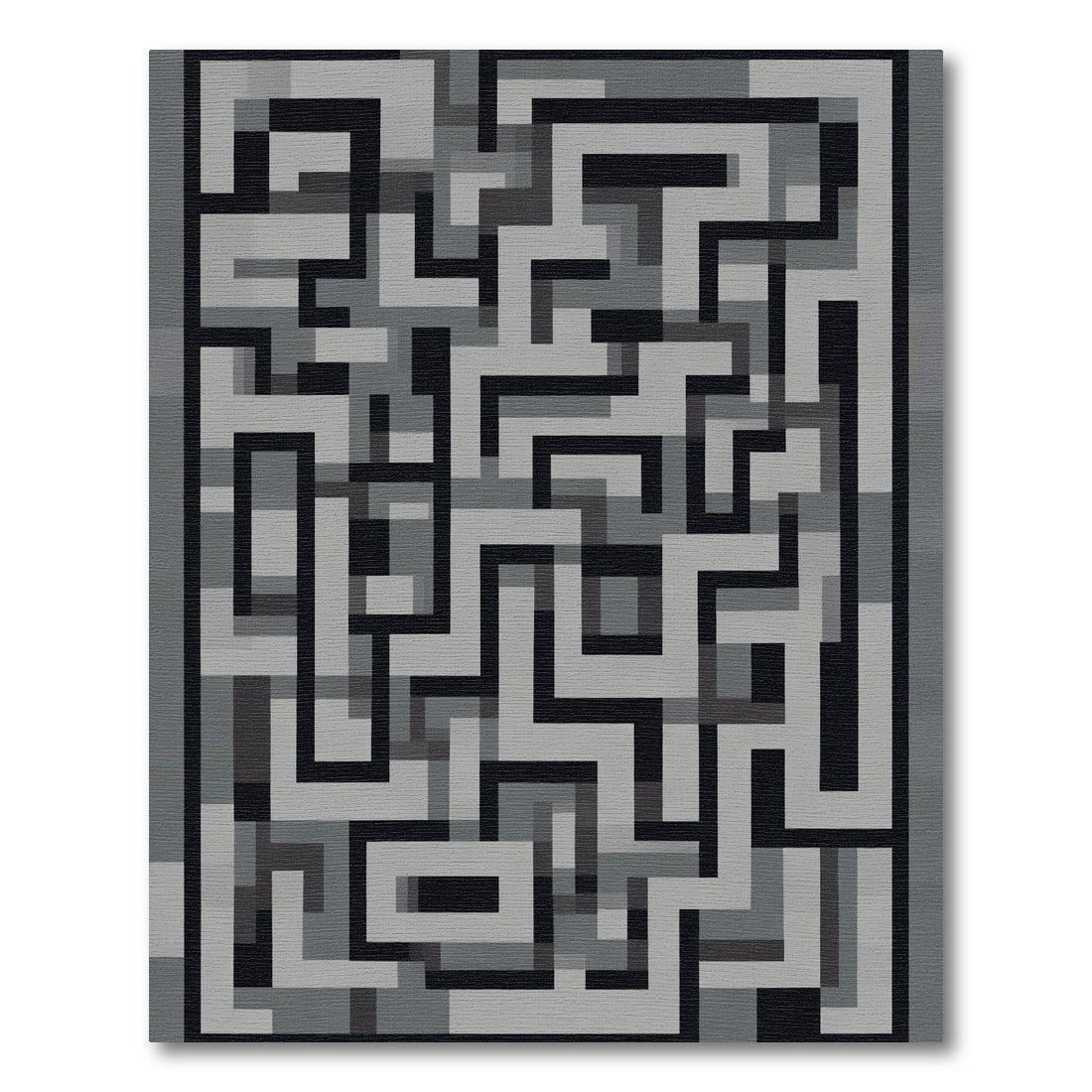 Monochrome Maze Abstract Geometric Rug