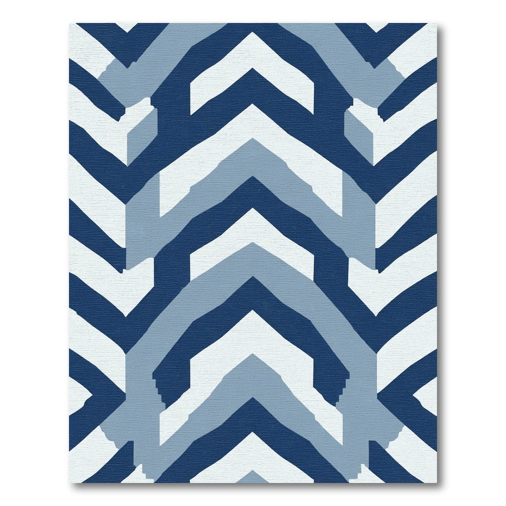 Geometric Chevron Blue And White Rug