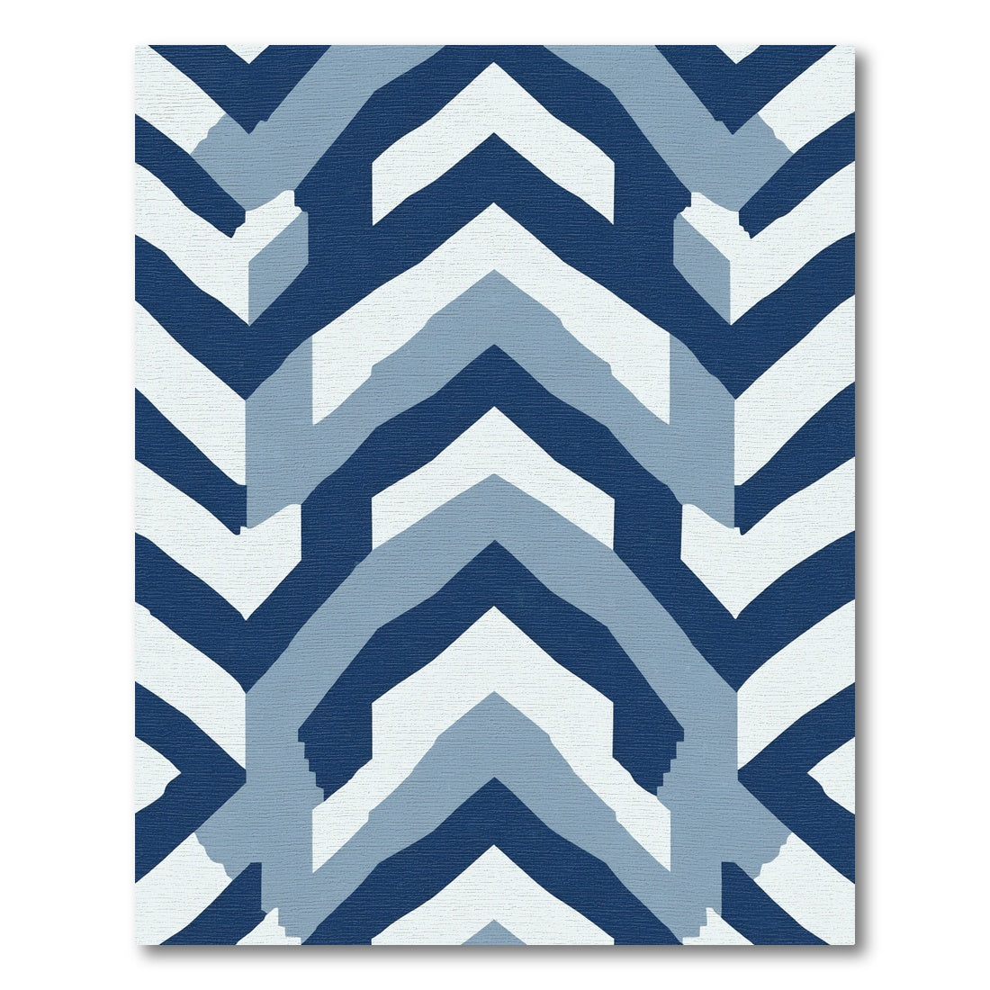 Geometric Chevron Blue And White Rug