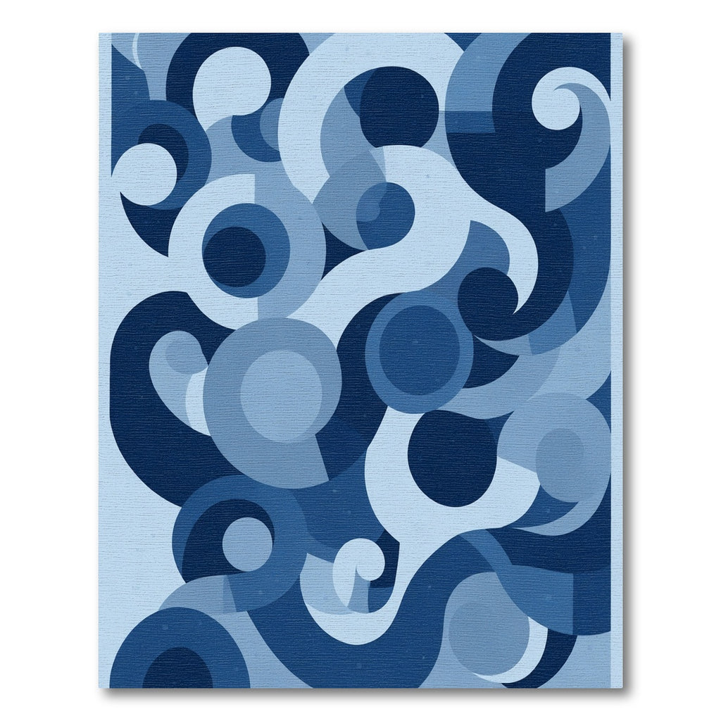 Deep Blue Abstract Swirls Rug