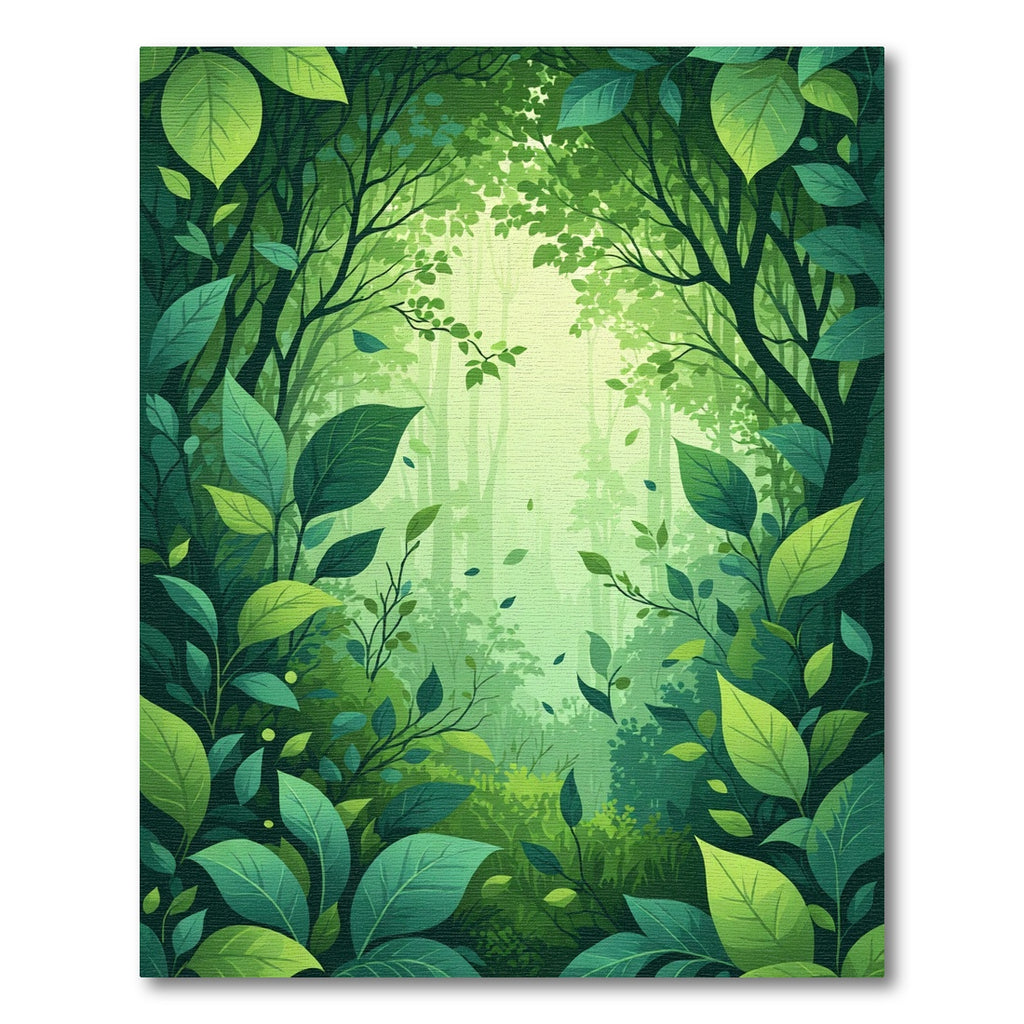 Lush Green Verdant Forest Canopy Rug