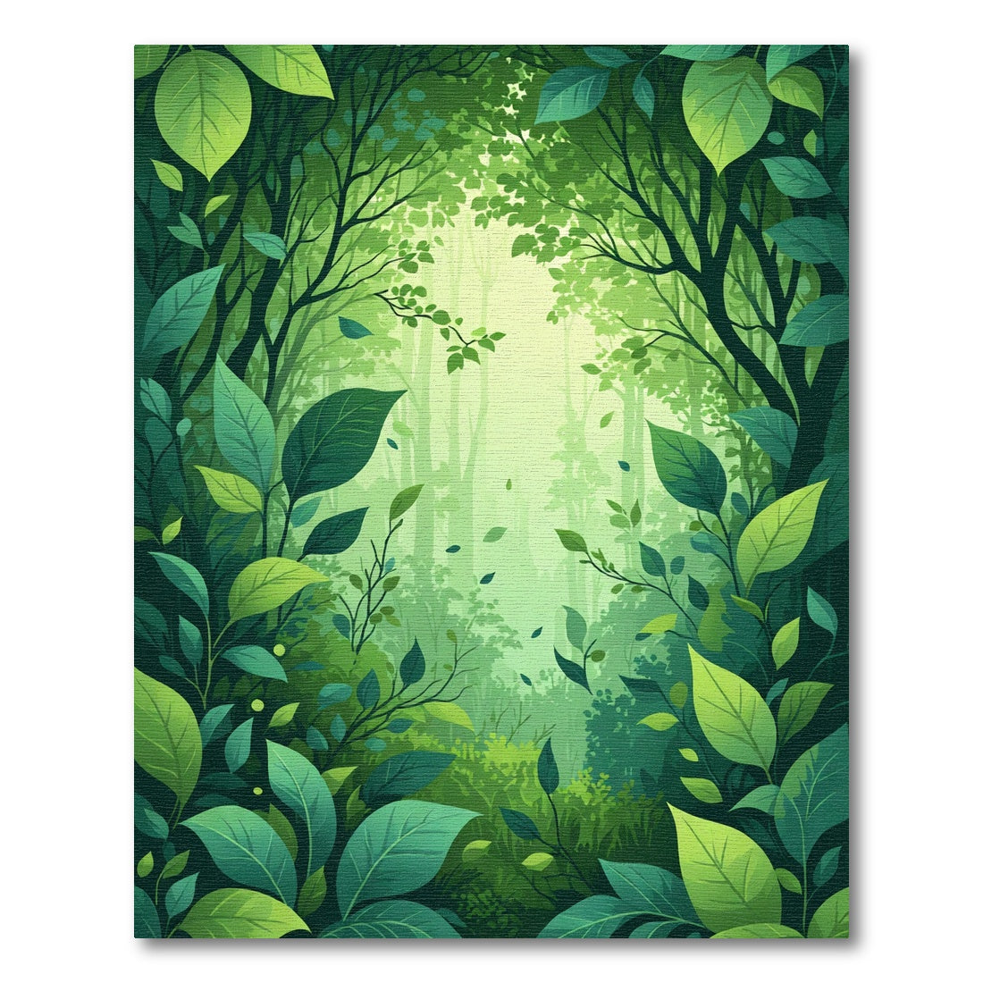 Lush Green Verdant Forest Canopy Rug
