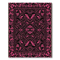 Vibrant Pink Floral Mandala Black Rug