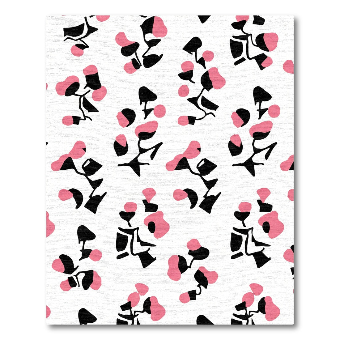 Pink Black Abstract Floral Sprig Rug