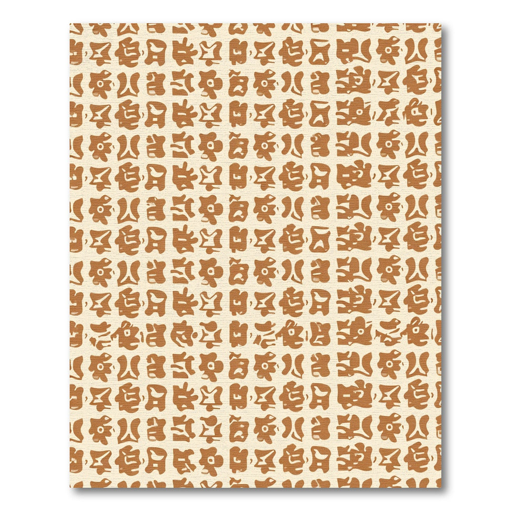 Tan Brown Abstract Square Grid Rug
