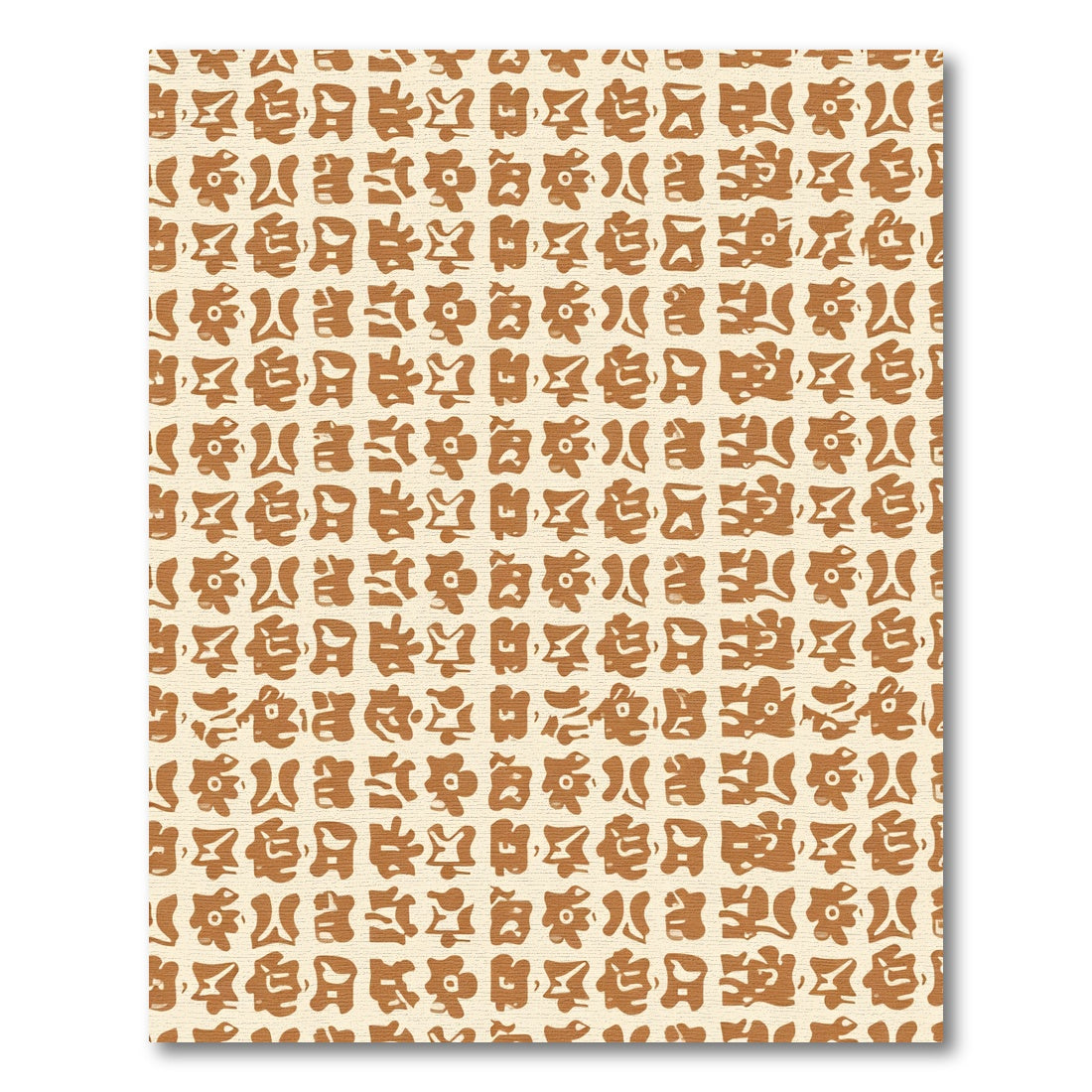 Tan Brown Abstract Square Grid Rug