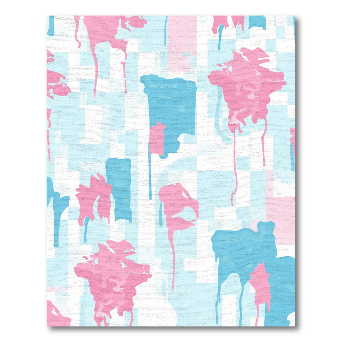 Pastel Pink Blue Drip Paint Blocks Rug