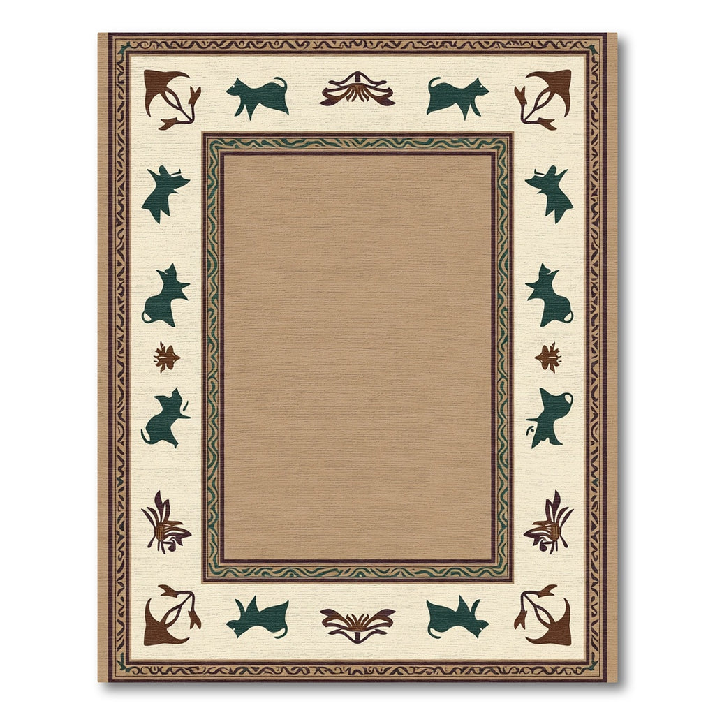 Animal Silhouette Beige Botanical Frame Rug
