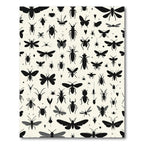 Black Insect Silhouettes Cream Background Rug