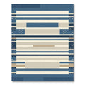 Modern Blue Beige Horizontal Stripe Rug