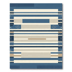 Modern Blue Beige Horizontal Stripe Rug