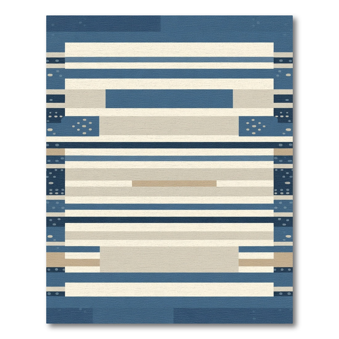 Modern Blue Beige Horizontal Stripe Rug