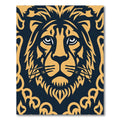 Golden Lion Face Navy Background Rug