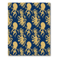 Golden Octopus Navy Blue Repeating Rug
