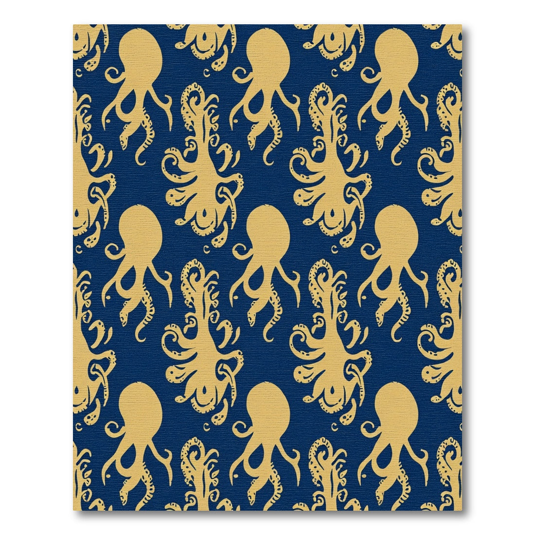 Golden Octopus Navy Blue Repeating Rug