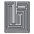 Abstract Black White Stripe Maze Rug