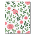 Pink Bird Green Foliage Floral Rug