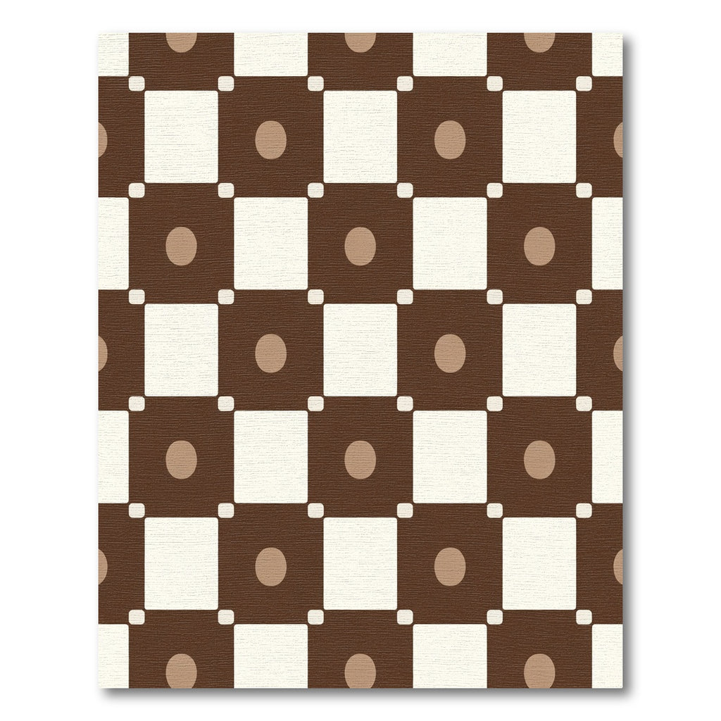 Brown Cream Dot Checkerboard Rug