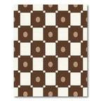 Brown Cream Dot Checkerboard Rug