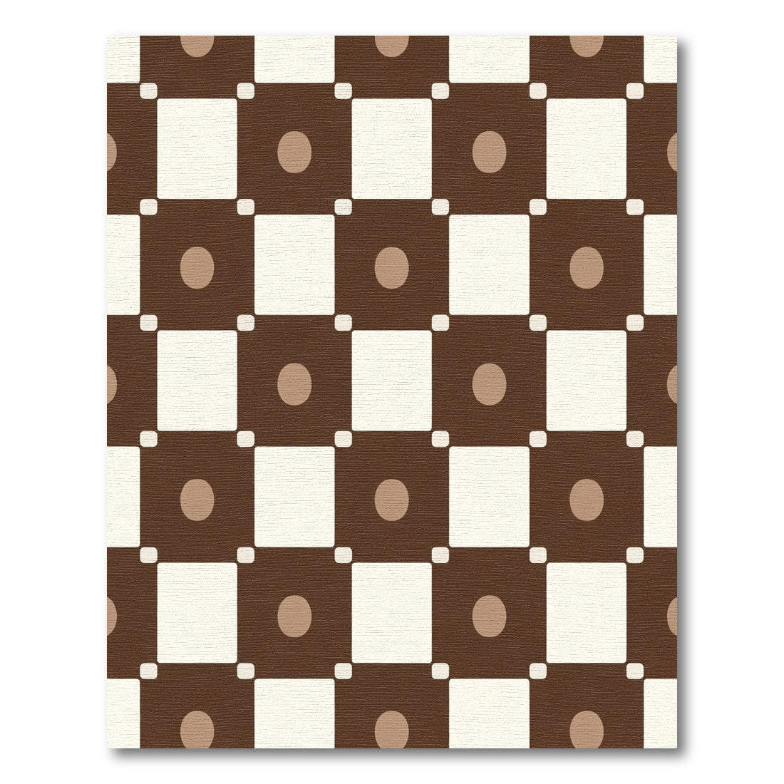 Brown Cream Dot Checkerboard Rug