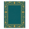 Gold Floral Border Teal Rug
