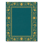 Gold Floral Border Teal Rug