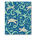 Playful Blue Sea Turtle Aquatic Voyage Rug