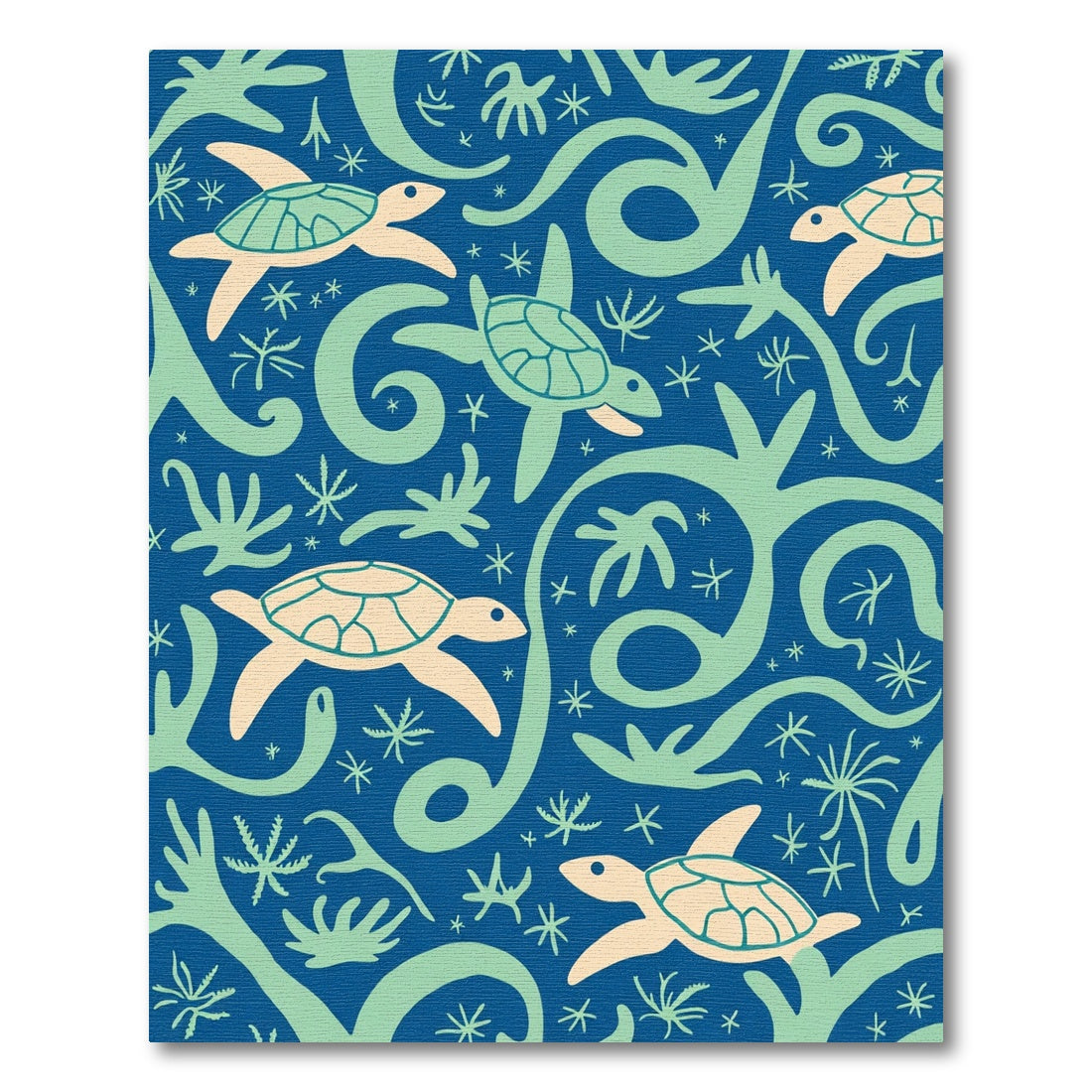 Playful Blue Sea Turtle Aquatic Voyage Rug